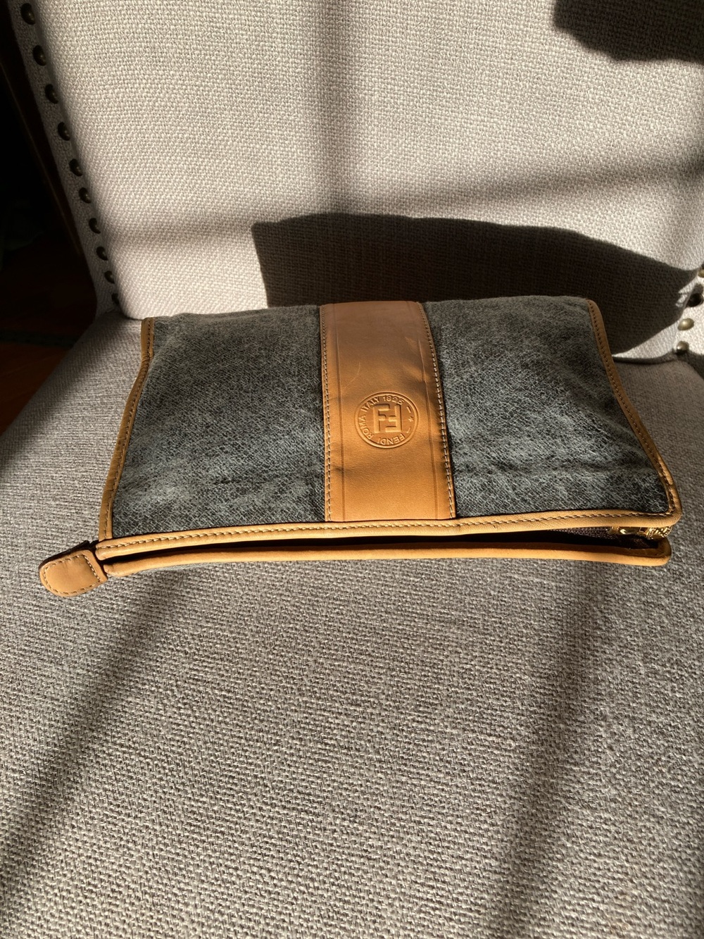 Fendi vintage Gray & Tan Travel Pouch - Picture 4 of 14